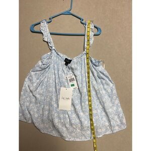Oak & Trellis Womens Blue Floral Ruffle Strap Camisole Top Size L 24SJEZBC